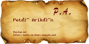 Pető Arikán névjegykártya